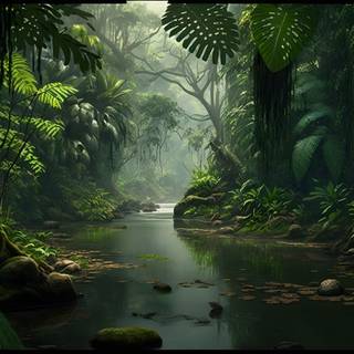 4k UHD Forest Jungle Digital Painting Wallpaper