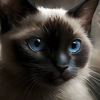 4k UHD Siamese Cat Digital Painting Wallpaper