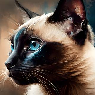 4k UHD Siamese Cat Watercolor Digital Painting Wallpaper