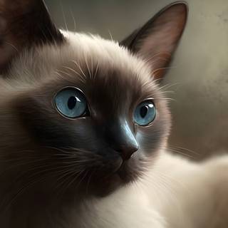 4k UHD Siamese Cat Digital Painting Wallpaper