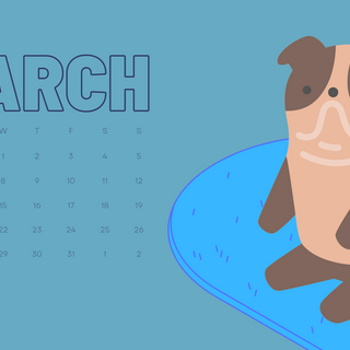 Desktop Wallpaper 2023 March Blue Pug