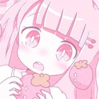 pink strawberry anime girl chibi aesthetic pfp pastel baby pink kawaii hearts blush