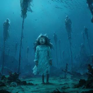 underwater scary girl