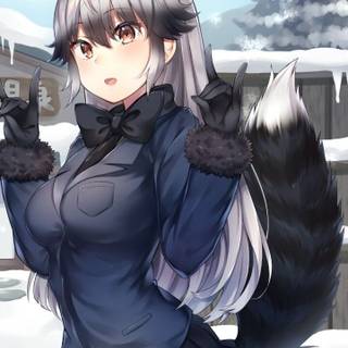 Silver fox anime girl