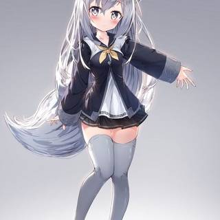 Silver fox anime girl