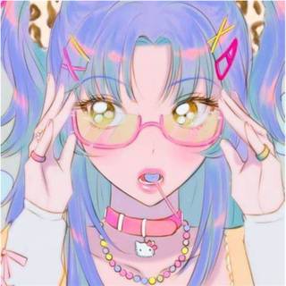 blue anime girl hatsne miku glasses kid core weridrcore soft kawaii pink pastel  sailor moon aesthetic pfp