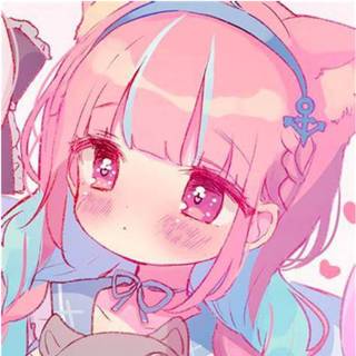 kawaii pink pastel soft pfp aesthetic cat girl chibi simple glitter sparkles