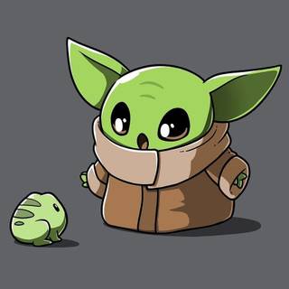 Baby yoda finds a frog