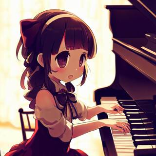 Anime Girl Plays Piano