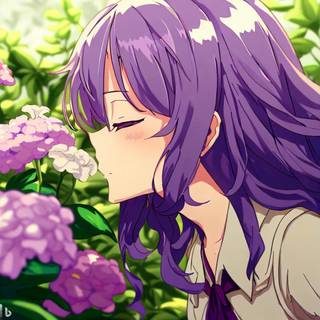 Violet Evergreen Smelling Flowers