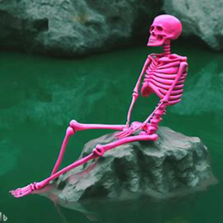 pink skeleton in pond