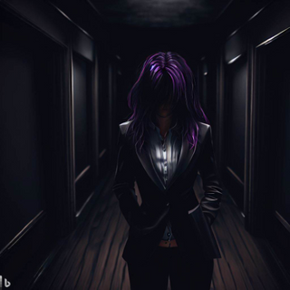 girl in dark hallway