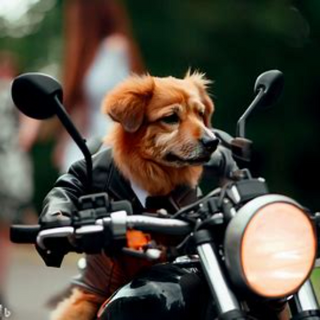 dog on a motorcycle