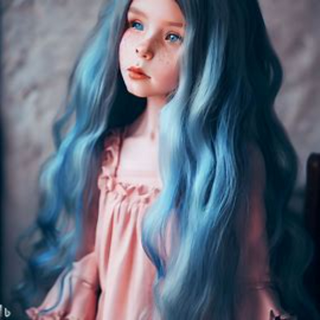 little girl with blue hair