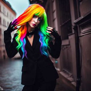girl with rainbow hair