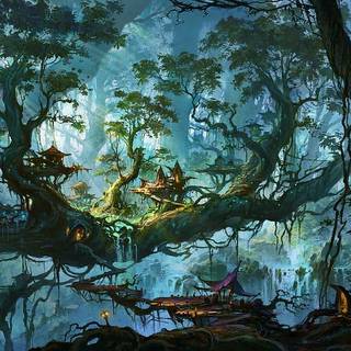 Fantasy world giant tree wallpaper