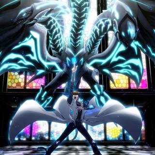 Blue eyes white dragon4K wallpaper