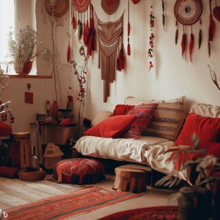red & white room