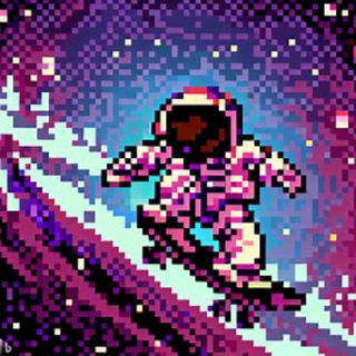 astronaut skate boarding in space