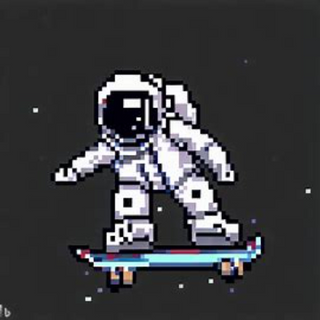 astronaut skate boarding in space