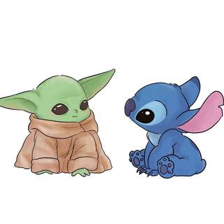 Stitch and baby yoda meet