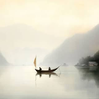 Asian Style Ink Wash Landscape