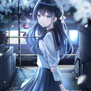 Lonely blue school girl