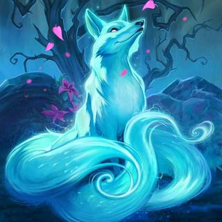 Blue Fox spirit wallpaper