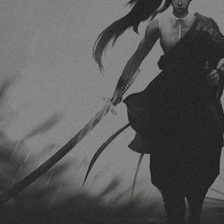 Samurai girl with sword
