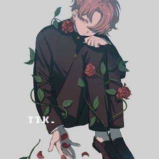 anime boy roses <3