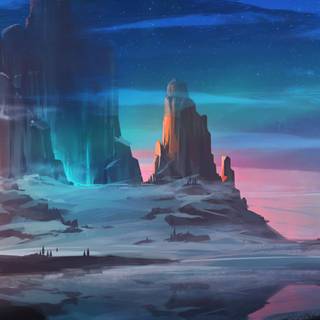 The mountains at night time wallpaper