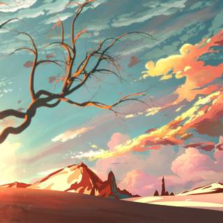 Bare desert tree wallpaper