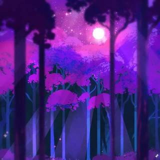 Midnight in fantasy Forest wallpaper