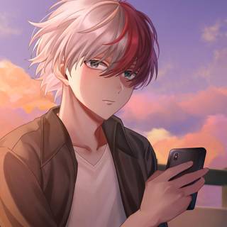 Shoto on his phone