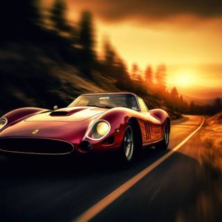 Racing Closeup Illustration of a Ferrari 250 GTO