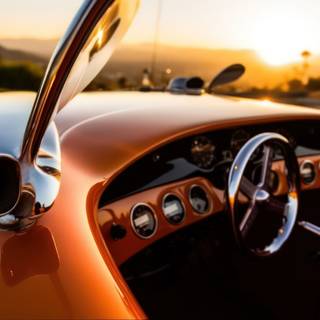 Racing Closeup Illustration of a Jaguar D-Type