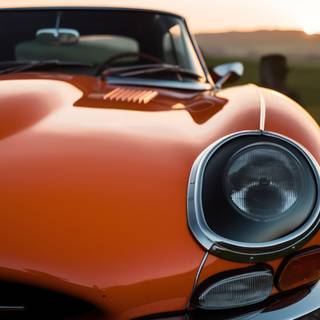 Racing Closeup Illustration of a Jaguar D-Type