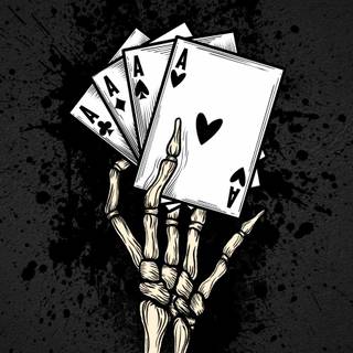 Poker skeleton hand wallpaper