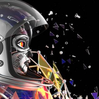 Chiptos Mirai Astronaut in Space NFT Wallpaper Robot Female Cyborg in Outer Space