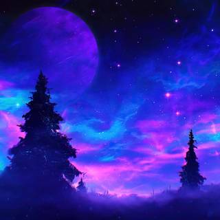 Night sky fantasy world Aesthetic wallpaper