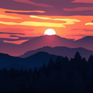 Illustration sunset 4k Wallpapers