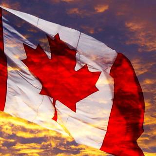Canadian flag sunset