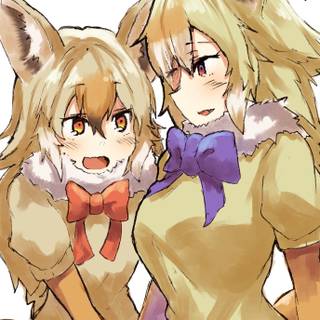 African golden wolf and golden jackal kemono friends wallpaper