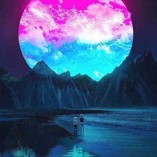 Colorful moon 4k wallpaper