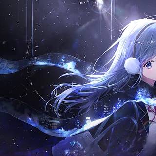  anime girl with headphones wallpaper