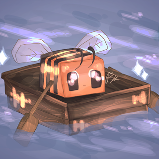 Minecraft bee in boat :3