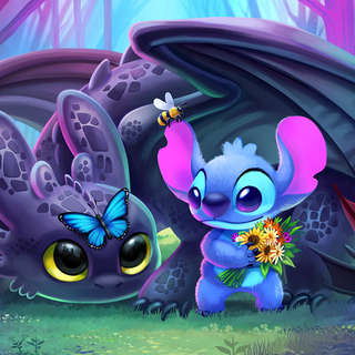 Anime Stich & Toothless