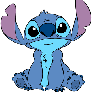 Stitch sitting down bored