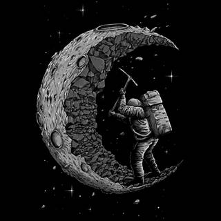 Astronaut minding the Moon