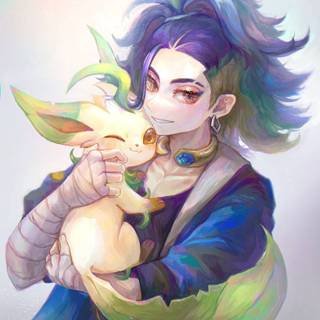 Adaman and his Leafeon
